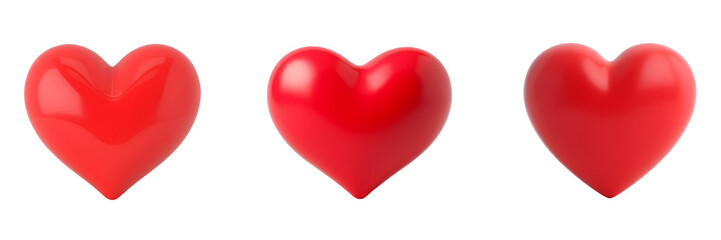 Set of love hearts icons isolated on transparent or white background.