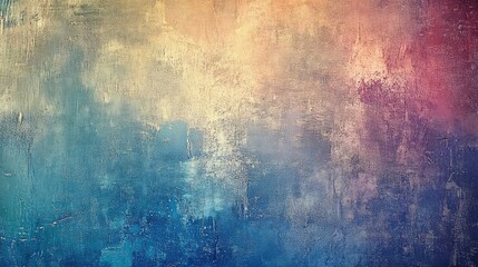 Fototapeta premium Vintage textured wall with soft color gradients of blue, purple, and yellow for artistic backgrounds or design projects.