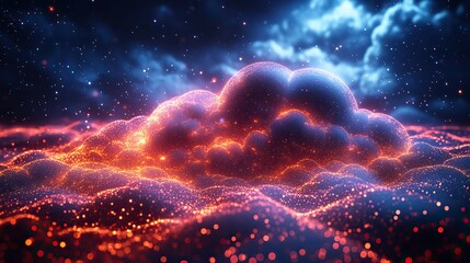 Obraz premium Network connection and 3d abstract background for technology and internet structure. Cloud computing, fiber optic and signal for communication, data and electronic server