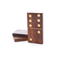 Wooden dominos blocks on white background