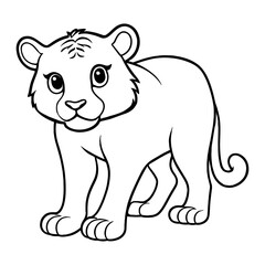 Coloring page for kids animal Tiger, Vector illustration.