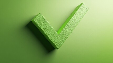 3D Green Check Mark Symbol on Matching Background Confirmation Concept