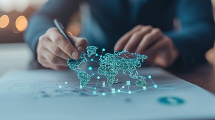 Close up of hands counting international currency, symbolizing financial transactions and the interconnectedness of global markets.