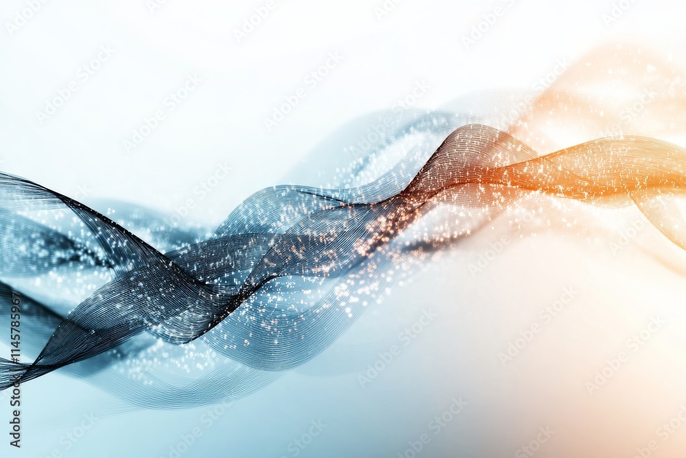 Poster dynamic flow of abstract lines creating a sense of movement and energy in a soft color palette