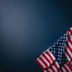 Obraz premium Display of the American Flag Against a Solid Dark Blue Background with Ample Copy Space for Text or Design Elements.