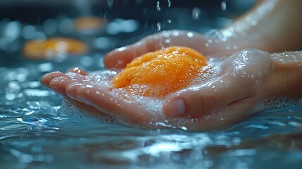 Fototapeta premium Person washing their hand with water, emphasizing hygiene and wellness.