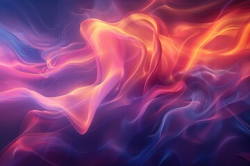 A colorful, abstract painting of a flame with purple, blue, and orange hues