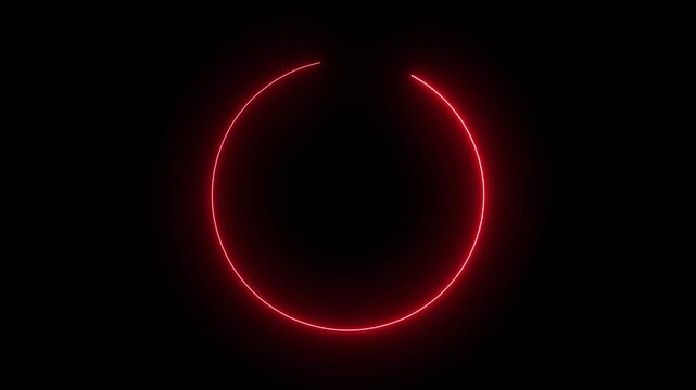 neon red circle loading bar icon animation on a black background.