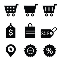 Shopping cart, basket icon set. Shopping basket icon set. Buy on market or supermarket. Shopping basket. Vector illustration