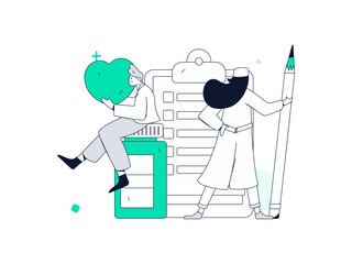 Medical characters fighting the epidemic flat vector concept operation hand drawn illustration
