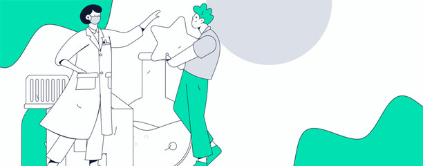 Medical characters fighting the epidemic flat vector concept operation hand drawn illustration
