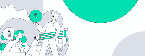 Medical characters fighting the epidemic flat vector concept operation hand drawn illustration
