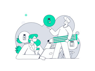 Medical characters fighting the epidemic flat vector concept operation hand drawn illustration
