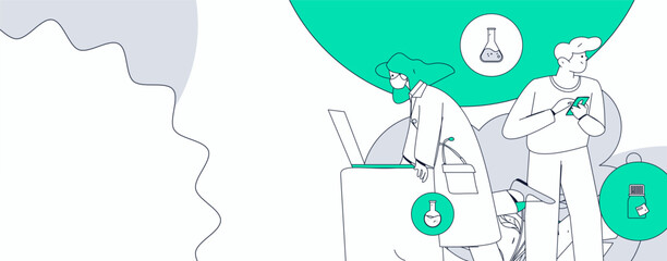 Medical characters fighting the epidemic flat vector concept operation hand drawn illustration
