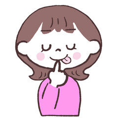 何の味か考える女性正面イラスト