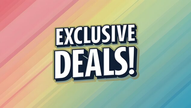 Exclusive Deals Announcement on Colorful Striped Background