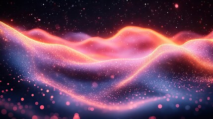 Obraz premium Sound waves, connection, and music for abstract technology, internet, and streaming for listening. Telecommunication networking platform and data or neon for signal, future