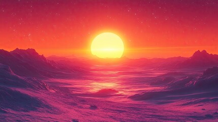 Stars orbit in a galaxy with an orange sky, a universe background for adventure and exploration, a wallpaper design for astronomy and astrology enthusiasts.