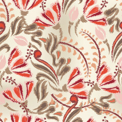 Seamless abstract floral pattern suitable for fabric, motifs, covers, backgrounds, etc.