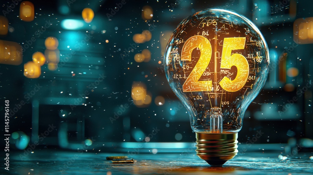 Leinwandbilder dynamic illumination a light bulb brightening with changing numbers in a dimly lit workshop visual a