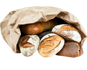 Isolated Assorted Bread in Paper Bag