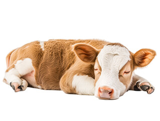 Sleeping Brown and White Calf