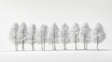 Obraz premium Winter landscape with snow-covered trees showcasing serene beauty and tranquility in a cold, pristine environment