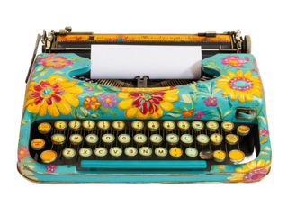 Isolated Painted Vintage Typewriter
