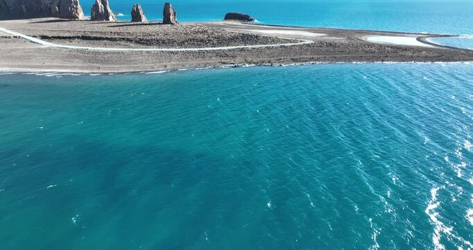 Aerial footage of beautiful lake landscape in tibet,China