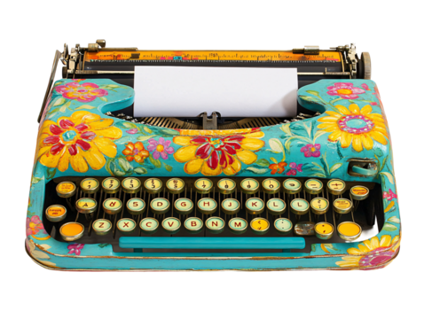 Isolated Painted Vintage Typewriter