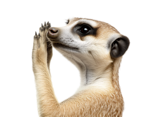 Isolated Meerkat with Paws Up Close-up