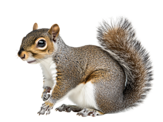 Isolated Squirrel Sitting in Profile View
