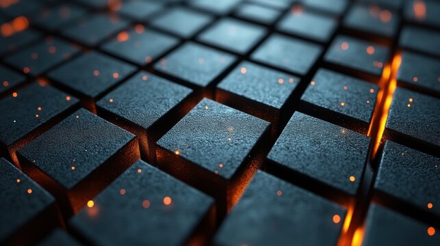 abstract 3d rendering of futuristic surface with squar