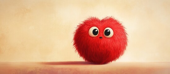Fluffy red heart character with big sorrowful eyes in a festive illustration perfect for promoting love and emotions on Illustration Day