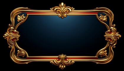 Ornate Gold Frame With Red Accents And Dark Background