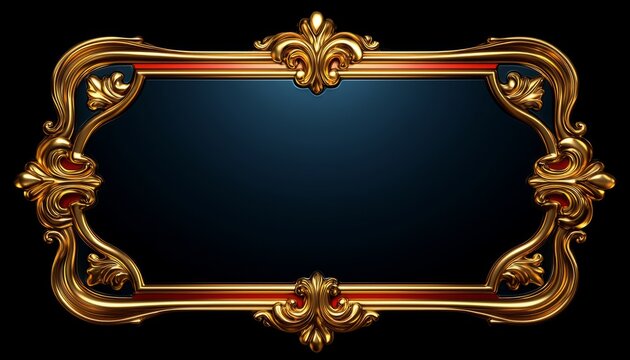 Ornate Gold Frame With Red Accents And Dark Background