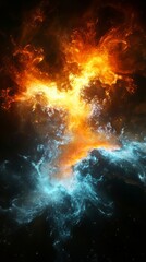 Fototapeta premium Abstract illustration, colorful space galaxy cloud nebula. stary night cosmos. universe science astronomy. supernova background wallpaper. contrasting heaven and hell concept art. space background. 