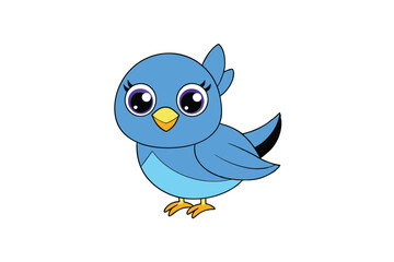 Cute Eastern Bluebird Illustration on White Background
