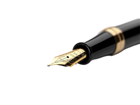 Isolated Gold Fountain Pen Tip Close Up