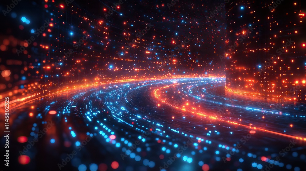 Canvas Prints the network data, motherboard, cpu, and neon abstract server graphic represent cloud computing, cybe