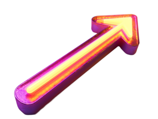 Isolated Neon Purple Arrow Pointing Up Right