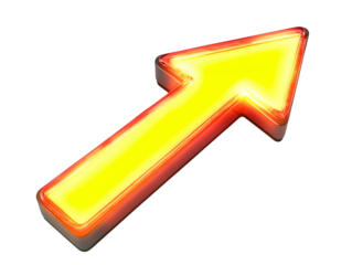 Isolated Neon Yellow Arrow Up Right