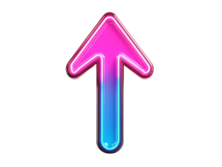 Isolated Neon Pink and Blue Arrow Up