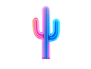 Isolated Neon Cactus Pink and Blue