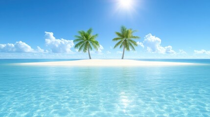 Tropical island escape palm trees and crystal waters beach paradise nature photography serene environment aerial view