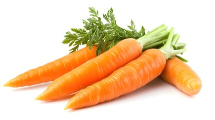 Fresh Orange Carrots with Green Tops Isolated