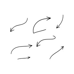 Obraz premium Hand-drawn white arrows on black background