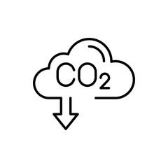 Carbon absorbing icon. Simple outline style. CO2 emissions, carbon dioxide reduction, low, reduce, neutral, environment concept. Thin line symbol. Vector illustration isolated.