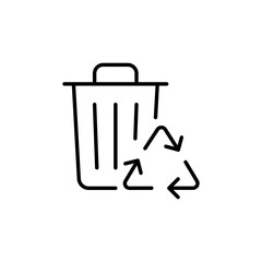Recycle bin icon. Simple outline style. Rubbish, reuse, waste, pollution, recycling, garbage, container, trash, environment concept. Thin line symbol. Vector illustration isolated.
