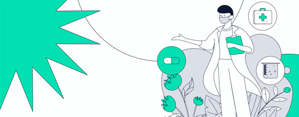 Medical characters fighting the epidemic flat vector concept operation hand drawn illustration
